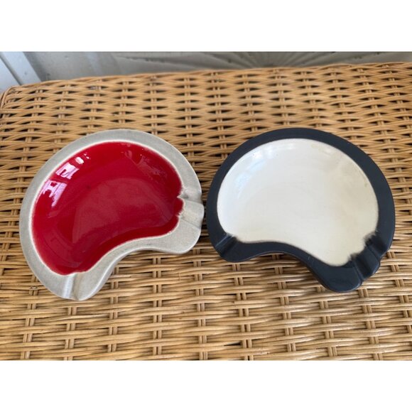 Vintage MCM Pair Ross Originals California Pottery Atomic Ashtrays - Picture 2 of 11